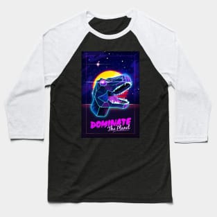 Electric Jurassic Rex - Dominate the Planet Baseball T-Shirt